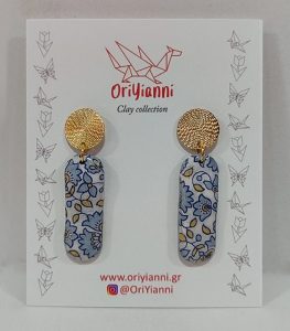 Σκουλαρίκια πηλού με decoupage και χρυσό
